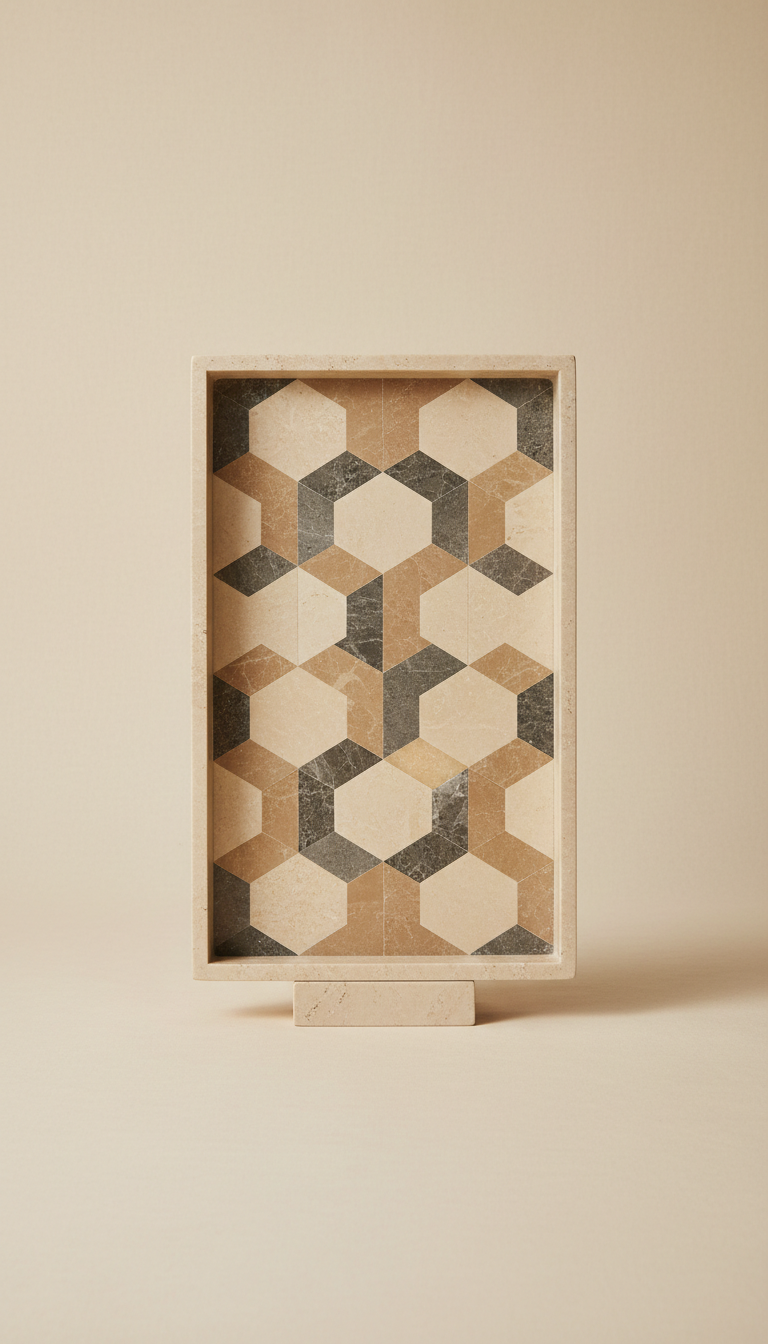 Marble-Inlay Serving Tray